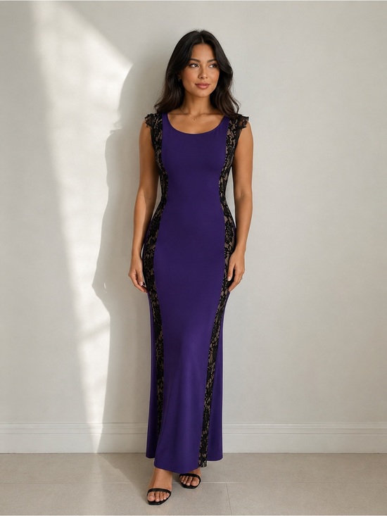 Dresses & Skirts - NEW| Fitted Purple Lace-Trim Maxi Dress